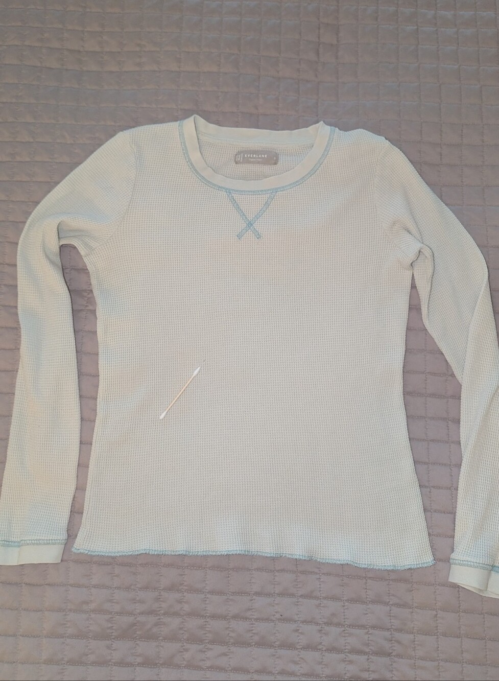 Everlane Light Blue Waffle-Knit Long Sleeve Tee Size Small